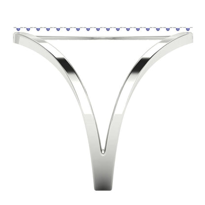 0.09 cttw Simulated Tanzanite Statement Engagement Ring - Solid Gold (Round Cut,1.0mm)