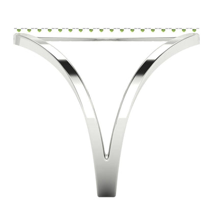 0.09 cttw Natural Peridot Statement Engagement Ring - Solid Gold (Round Cut,1.0mm)