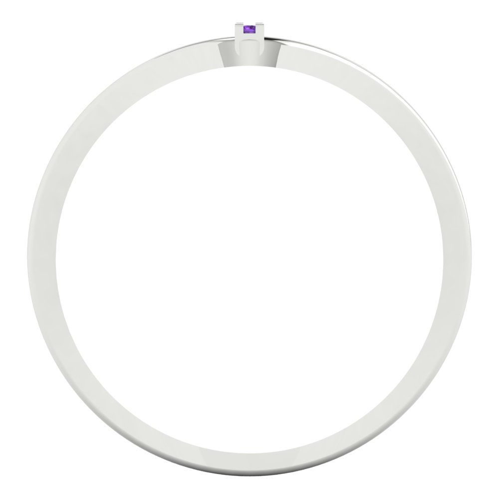 0.09 cttw Natural Amethyst Statement Engagement Ring - Solid Gold (Round Cut,1.0mm)