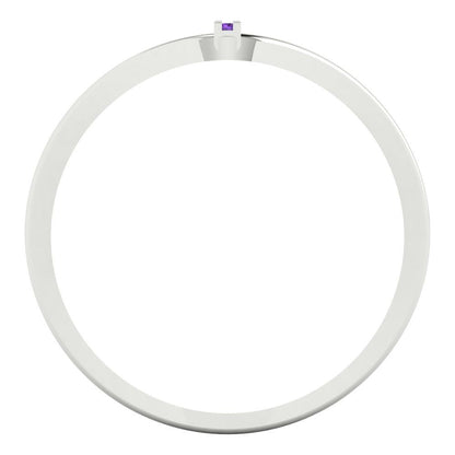 0.09 cttw Natural Amethyst Statement Engagement Ring - Solid Gold (Round Cut,1.0mm)