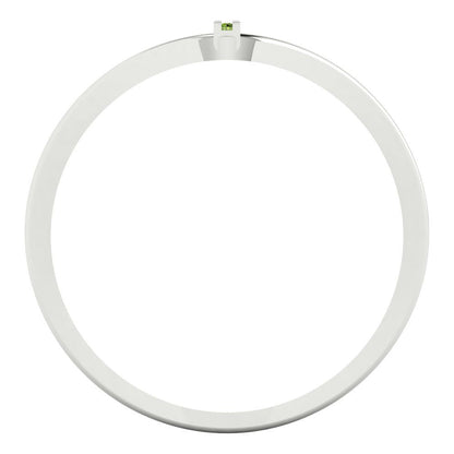 0.09 cttw Natural Peridot Statement Engagement Ring - Solid Gold (Round Cut,1.0mm)