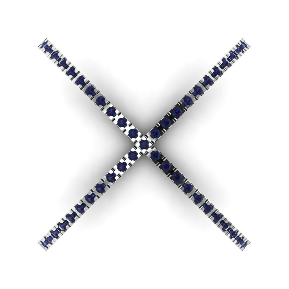 0.245 cttw Simulated Blue Sapphire Statement Engagement Ring - Solid Gold (Round Cut,1.0mm)