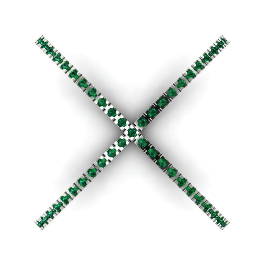 0.245 cttw Simulated Emerald Statement Engagement Ring - Solid White Gold (VVS1, Round Cut,1.0mm)