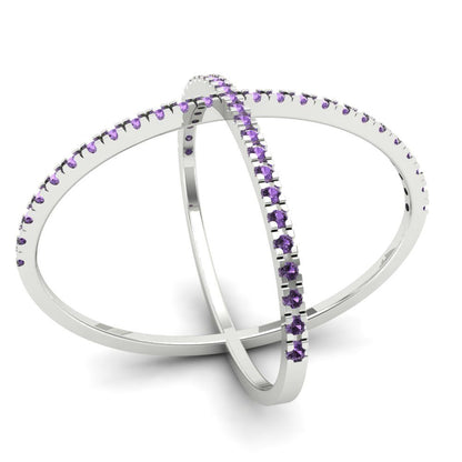 0.245 cttw Simulated Alexandrite Statement Engagement Ring - Solid Gold (Round Cut,1.0mm)