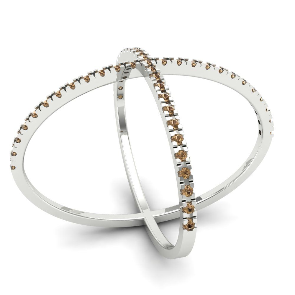 0.245 cttw Zirconia Simulated Champagne Diamond Statement Engagement Ring - Solid Gold (VVS1, Round Cut,1.0mm)