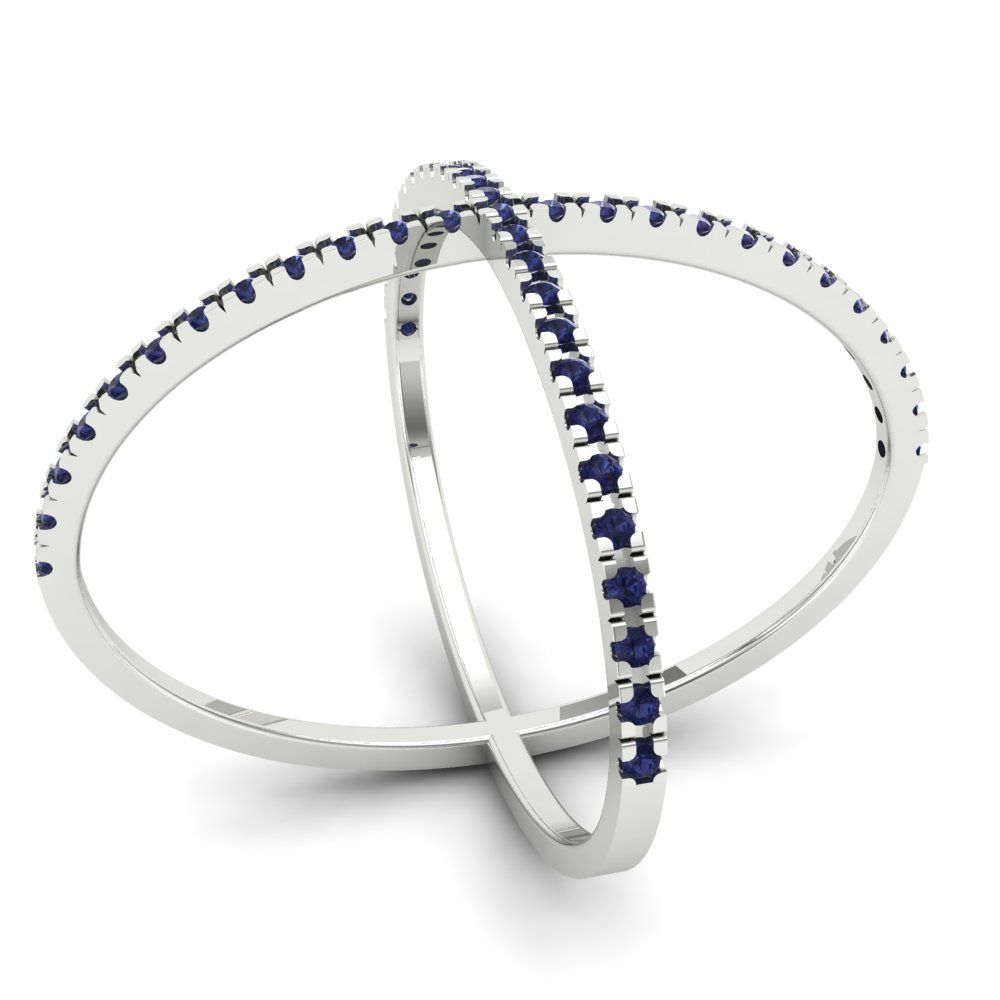 0.245 cttw Simulated Blue Sapphire Statement Engagement Ring - Solid Gold (Round Cut,1.0mm)