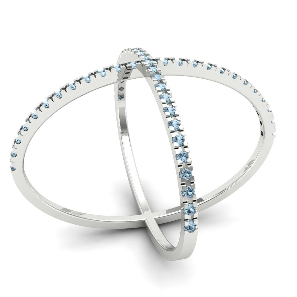 0.245 cttw Natural Aquamarine Statement Engagement Ring - Solid White Gold (VVS1, Round Cut,1.0mm)