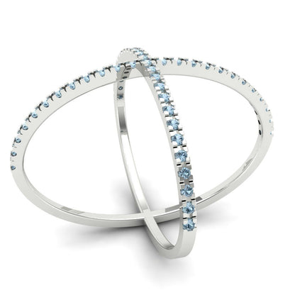 0.245 cttw Natural Sky Blue Topaz Statement Engagement Ring - Solid White Gold (VVS1, Round Cut,1.0mm)