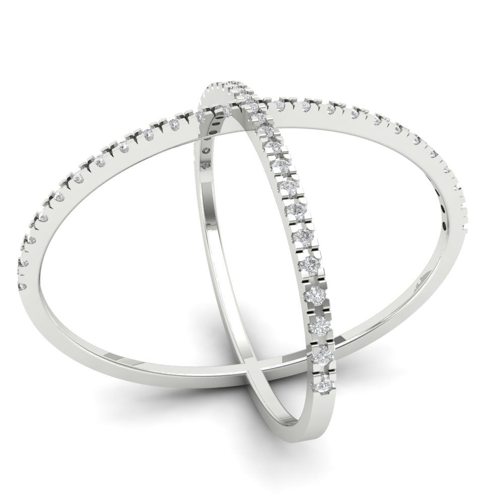 0.245 cttw White Sapphire Statement Engagement Ring - Solid White Gold (VVS1, Round Cut,1.0mm)