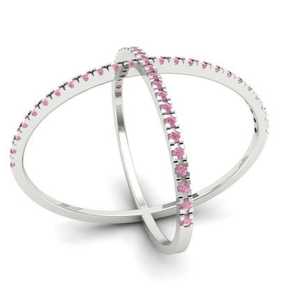 0.245 cttw Zirconia Simulated Pink Diamond Statement Engagement Ring - Solid Gold (VVS1, Round Cut,1.0mm)