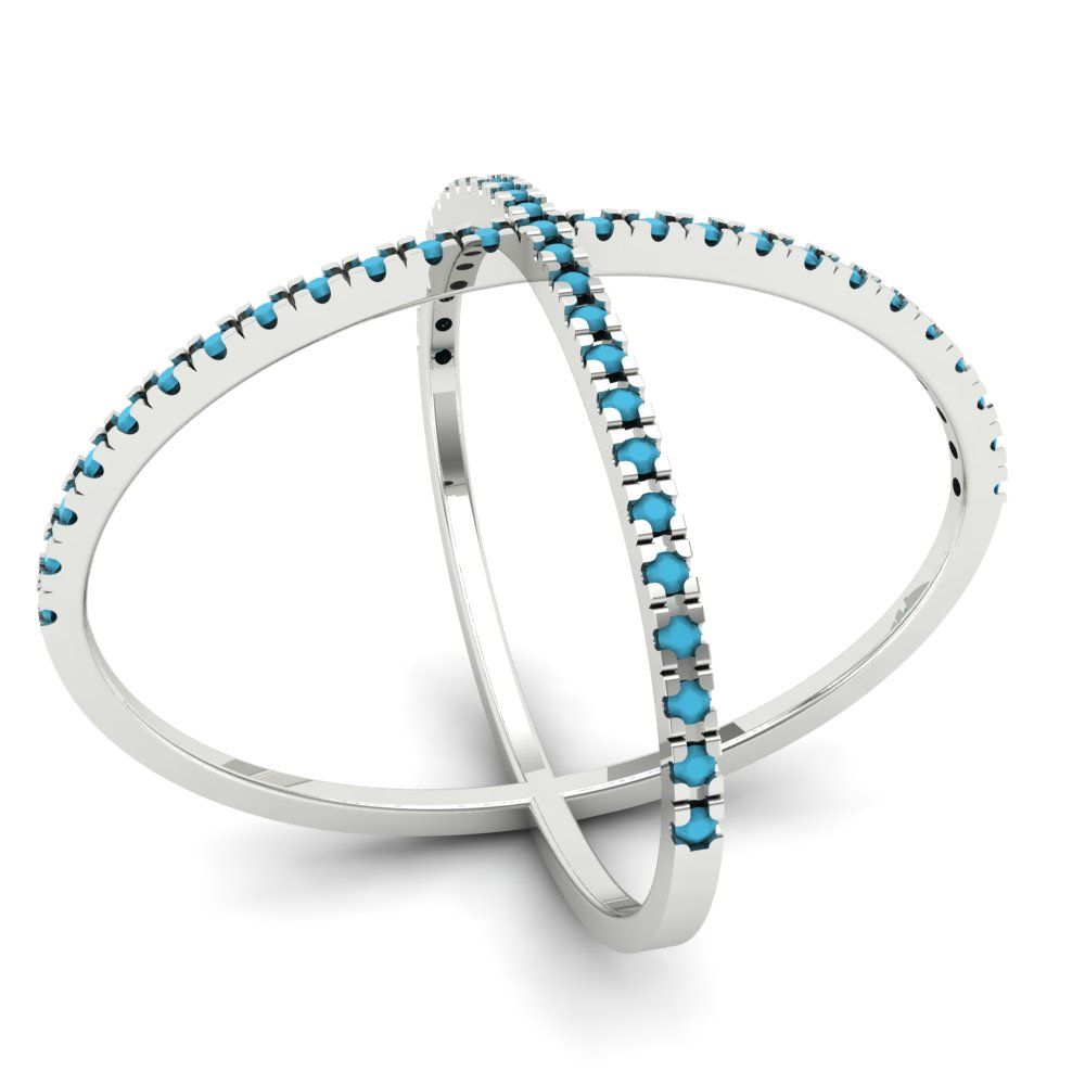 0.245 cttw Simulated Turquoise Statement Engagement Ring - Solid Gold (Round Cut,1.0mm)