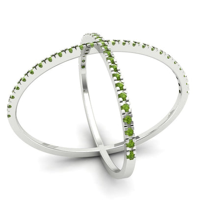 0.245 cttw Natural Peridot Statement Engagement Ring - Solid Gold (Round Cut,1.0mm)