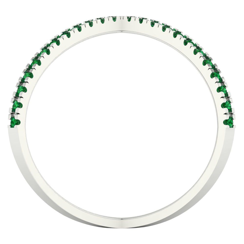 0.245 cttw Simulated Emerald Statement Engagement Ring - Solid White Gold (VVS1, Round Cut,1.0mm)