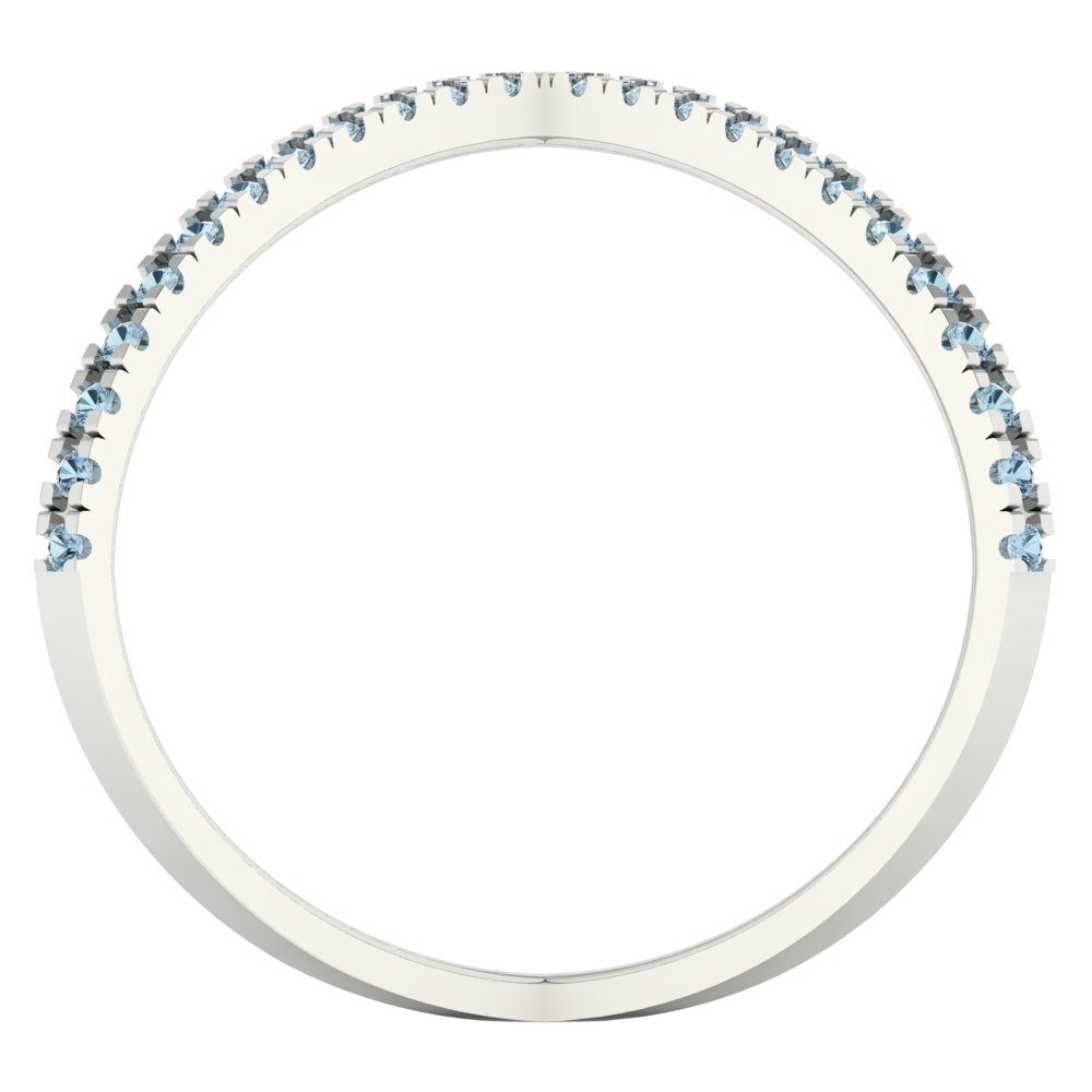 0.245 cttw Natural Aquamarine Statement Engagement Ring - Solid White Gold (VVS1, Round Cut,1.0mm)