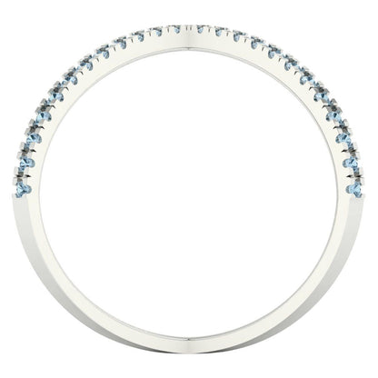 0.245 cttw Natural Aquamarine Statement Engagement Ring - Solid White Gold (VVS1, Round Cut,1.0mm)