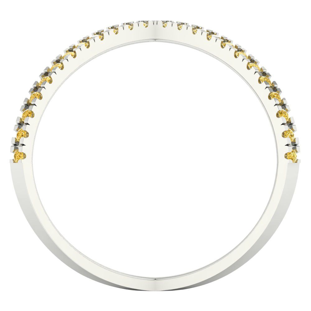 0.245 cttw Zirconia Simulated Yellow Diamond Statement Engagement Ring - Solid Gold (VVS1, Round Cut,1.0mm)