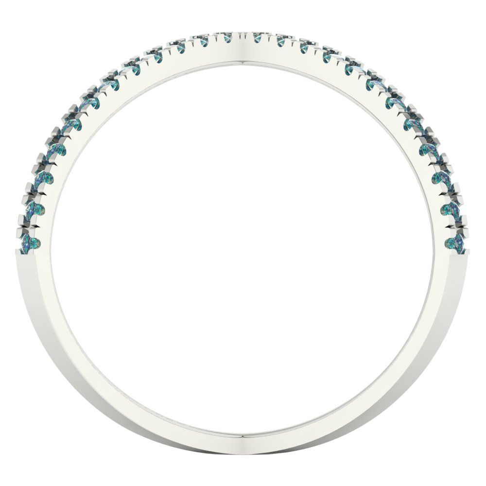 0.245 cttw Blue Moissanite Statement Engagement Ring - Solid White Gold (VVS1, Round Cut,1.0mm)