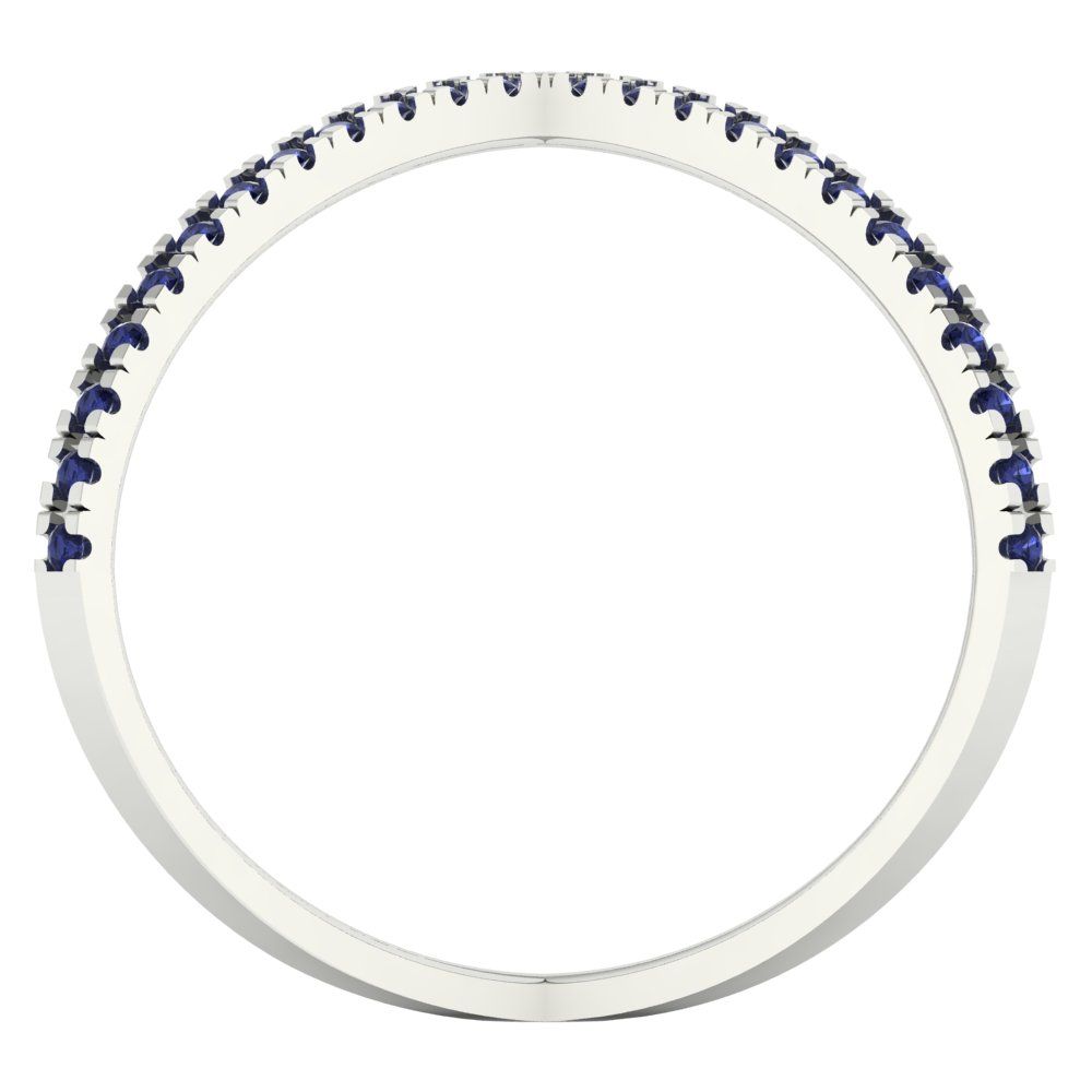 0.245 cttw Simulated Blue Sapphire Statement Engagement Ring - Solid Gold (Round Cut,1.0mm)