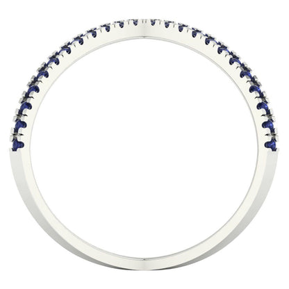 0.245 cttw Simulated Blue Sapphire Statement Engagement Ring - Solid Gold (Round Cut,1.0mm)