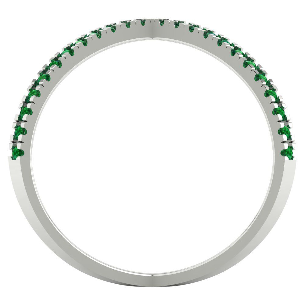 0.245 cttw Simulated Emerald Statement Engagement Ring - Solid White Gold (VVS1, Round Cut,1.0mm)