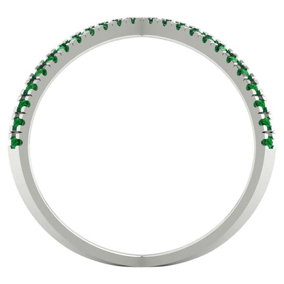 0.245 cttw Simulated Emerald Statement Engagement Ring - Solid White Gold (VVS1, Round Cut,1.0mm)