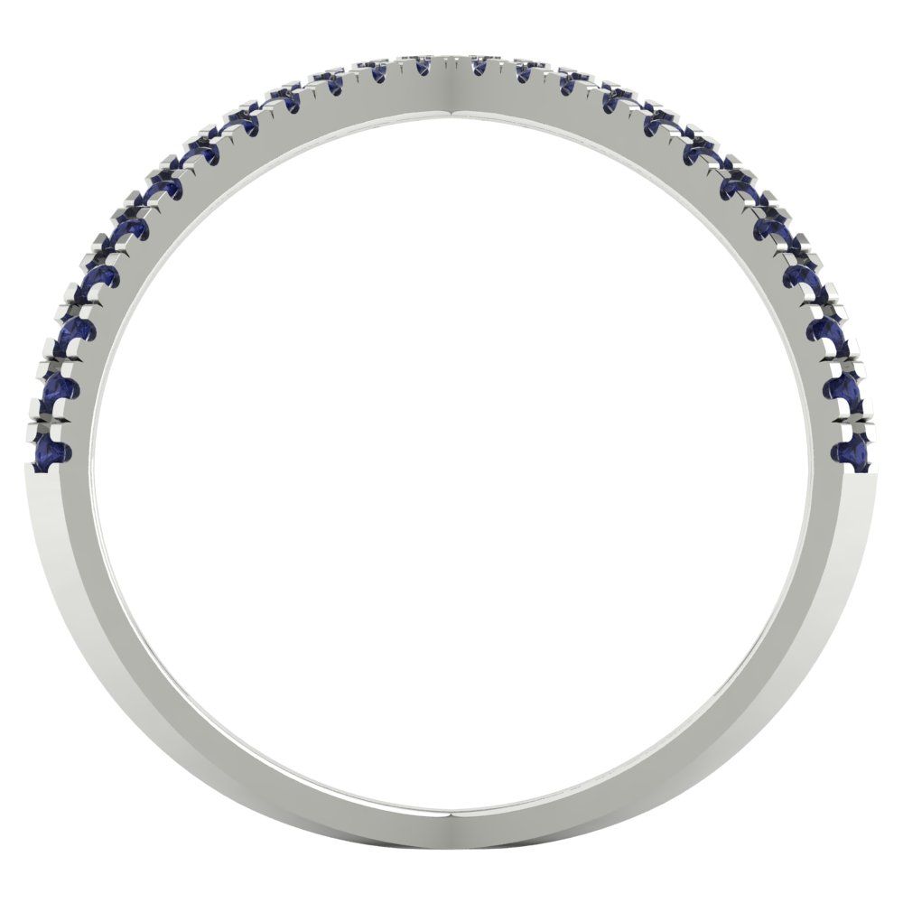 0.245 cttw Simulated Blue Sapphire Statement Engagement Ring - Solid Gold (Round Cut,1.0mm)