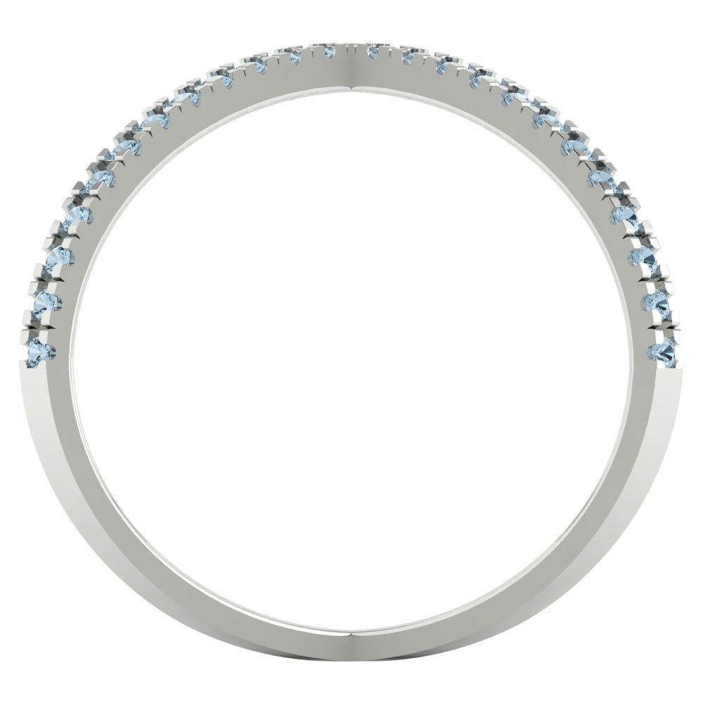 0.245 cttw Natural Sky Blue Topaz Statement Engagement Ring - Solid White Gold (VVS1, Round Cut,1.0mm)