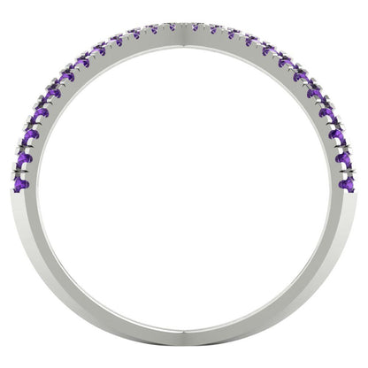 0.245 cttw Natural Amethyst Statement Engagement Ring - Solid Gold (Round Cut,1.0mm)