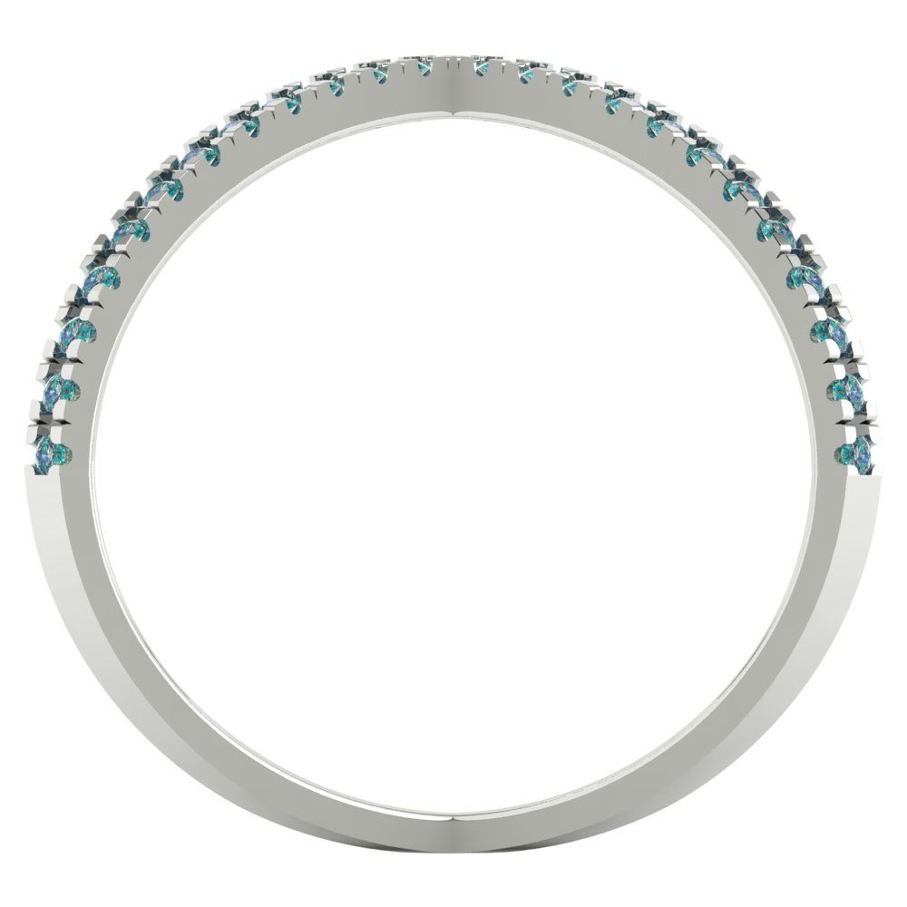 0.245 cttw Blue Moissanite Statement Engagement Ring - Solid White Gold (VVS1, Round Cut,1.0mm)