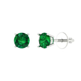 0.5 ct Brilliant Round Cut Solitaire Studs Simulated Emerald Stone White Gold Earrings Screw back