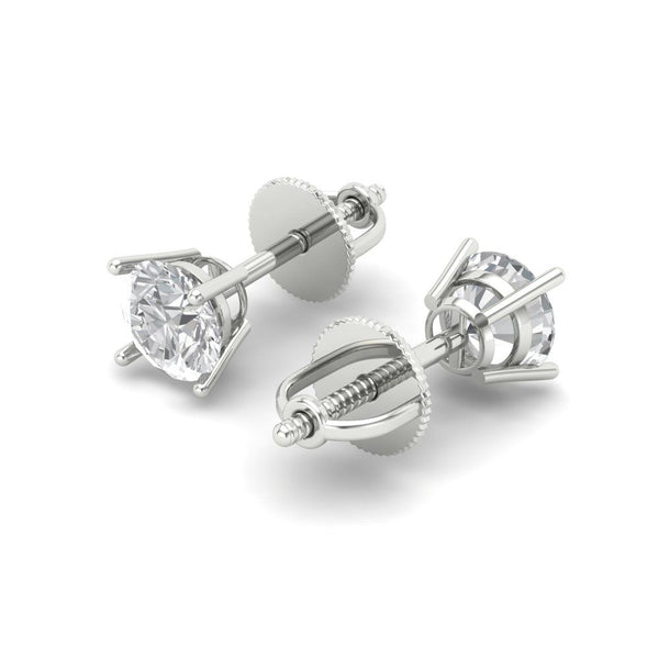 0.5 ct Brilliant Round Cut Solitaire Studs Genuine Cultured Diamond Stone Clarity VS1-2 Color J-K White Gold Earrings Screw back