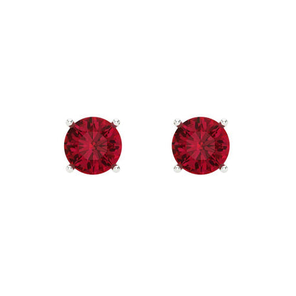 0.5 ctw Pink Tourmaline Studs Earrings | 4.0mm Round Cut White Gold Screw back | April Birthstone