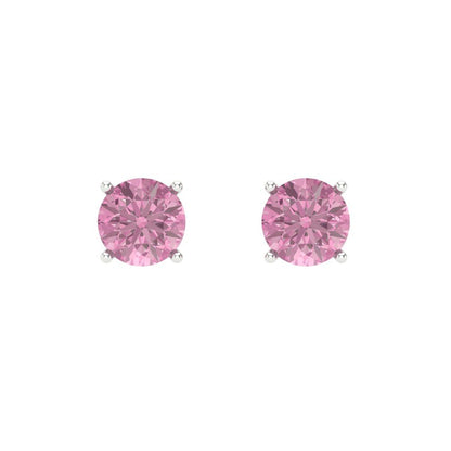 0.5 ctw Pink Zirconia Studs Earrings | 4.0mm Round Cut White Gold Screw back | April Birthstone
