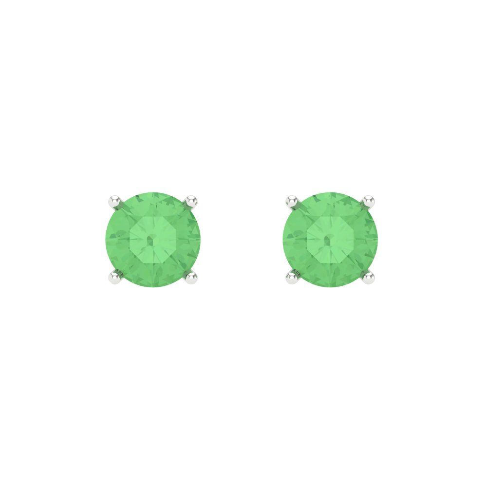 0.5 ctw Green Zirconia Studs Earrings | 4.0mm Round Cut White Gold Screw back | April Birthstone