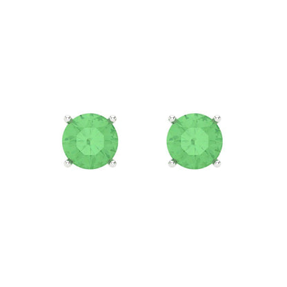 0.5 ctw Green Zirconia Studs Earrings | 4.0mm Round Cut White Gold Screw back | April Birthstone
