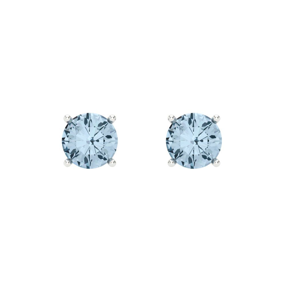 0.5 ctw Blue Zirconia Studs Earrings | 4.0mm Round Cut White Gold Screw back | April Birthstone