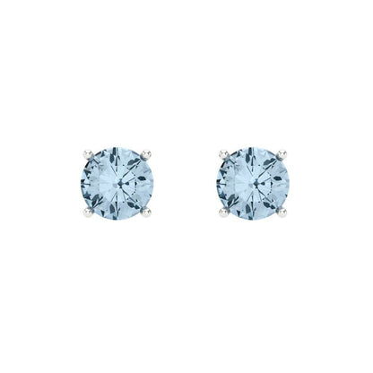 0.5 ctw Blue Zirconia Studs Earrings | 4.0mm Round Cut White Gold Screw back | April Birthstone