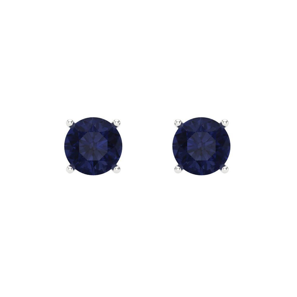 0.5 ctw Blue Sapphire Studs Earrings | 4.0mm Round Cut White Gold Screw back | September Birthstone