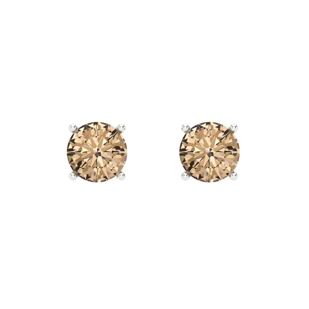 0.5 ctw Yellow Moissanite Studs Earrings | 4.0mm Round Cut White Gold Screw back | April Birthstone