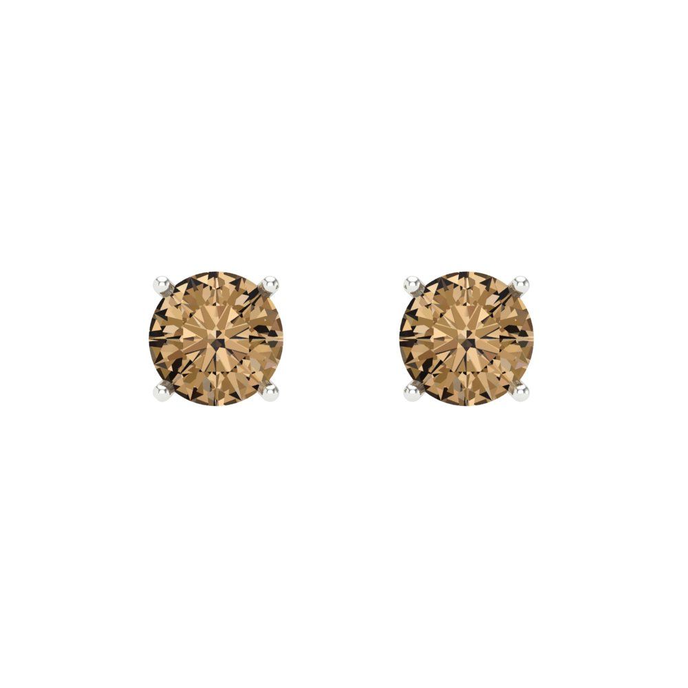 0.5 ctw Champagne Studs Earrings | 4.0mm Round Cut White Gold Screw back | April Birthstone