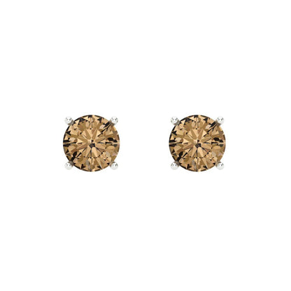 0.5 ctw Champagne Studs Earrings | 4.0mm Round Cut White Gold Screw back | April Birthstone