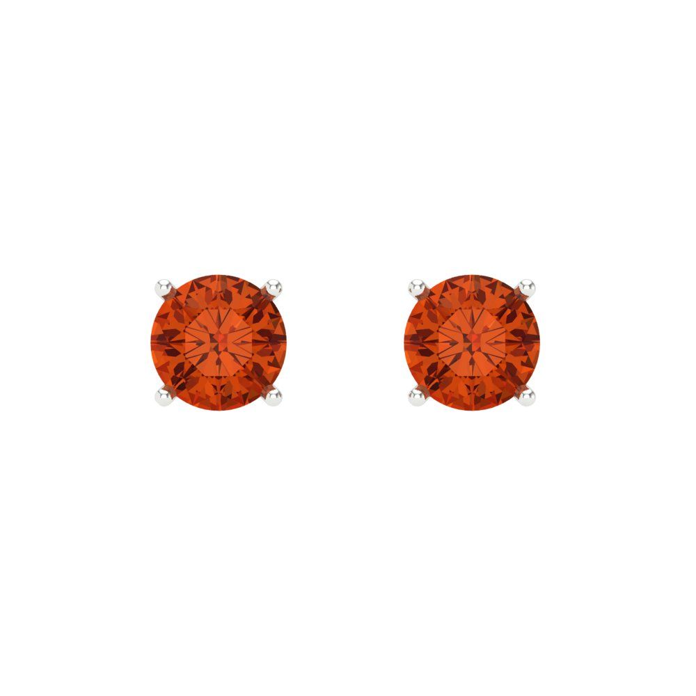 0.5 ctw Red Zirconia Studs Earrings | 4.0mm Round Cut White Gold Screw back | April Birthstone