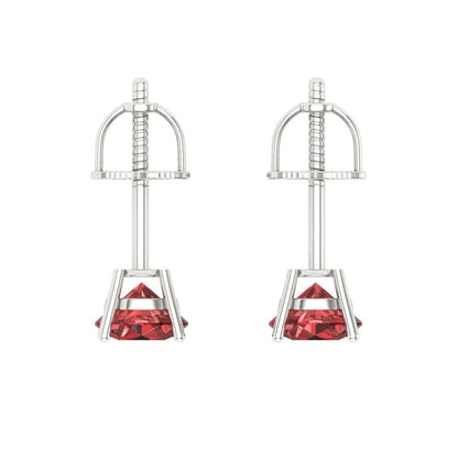 0.5 ctw Garnet Studs Earrings | 4.0mm Round Cut White Gold Screw back | January Birthstone