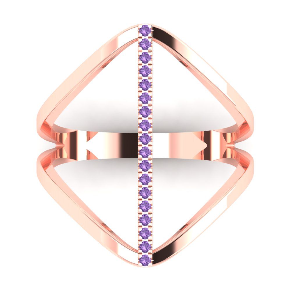 0.09 cttw Simulated Alexandrite Statement Engagement Ring - Solid Gold (Round Cut,1.0mm)