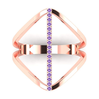 0.09 cttw Simulated Alexandrite Statement Engagement Ring - Solid Gold (Round Cut,1.0mm)