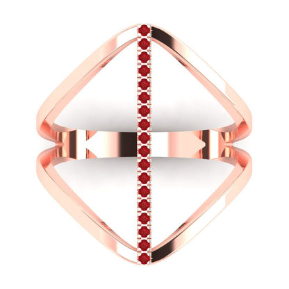 0.09 cttw Simulated Pink Tourmaline Statement Engagement Ring - Solid Rose Gold (VVS1, Round Cut,1.0mm)