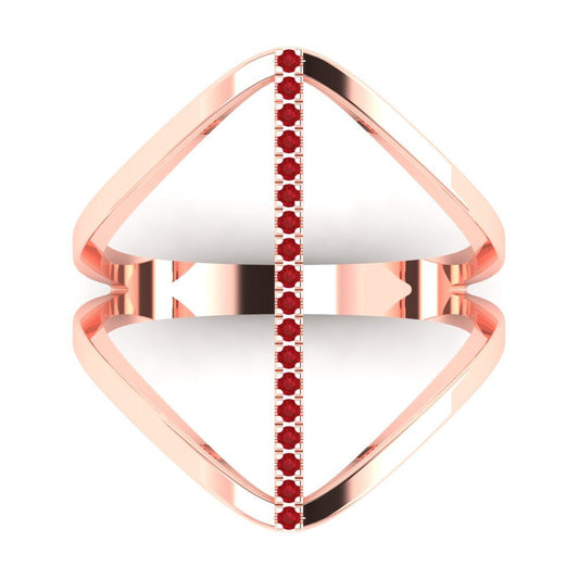0.09 cttw Simulated Pink Tourmaline Statement Engagement Ring - Solid Rose Gold (VVS1, Round Cut,1.0mm)