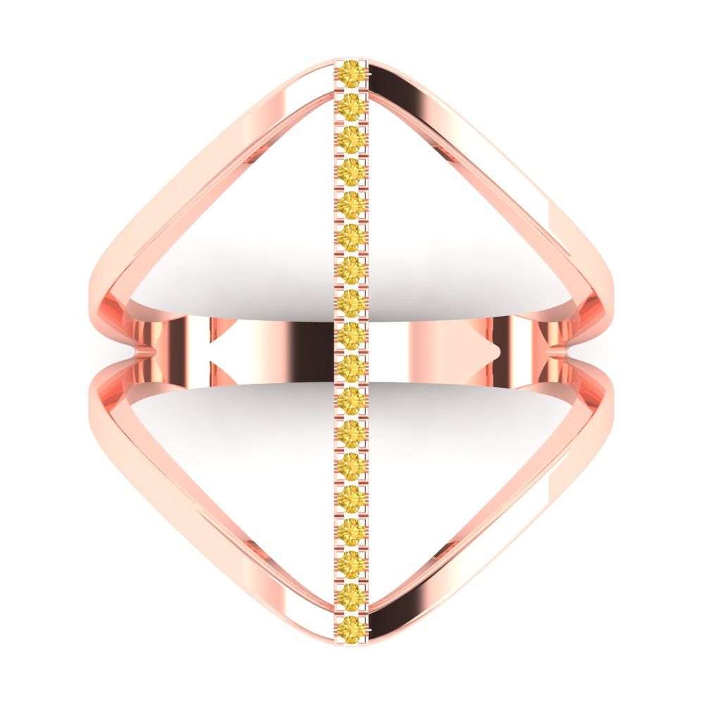 0.09 cttw Natural Citrine Statement Engagement Ring - Solid Gold (Round Cut,1.0mm)