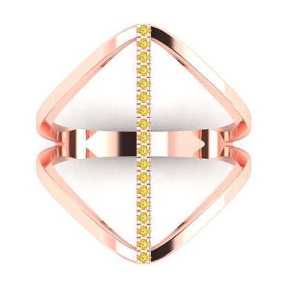 0.09 cttw Natural Citrine Statement Engagement Ring - Solid Gold (Round Cut,1.0mm)