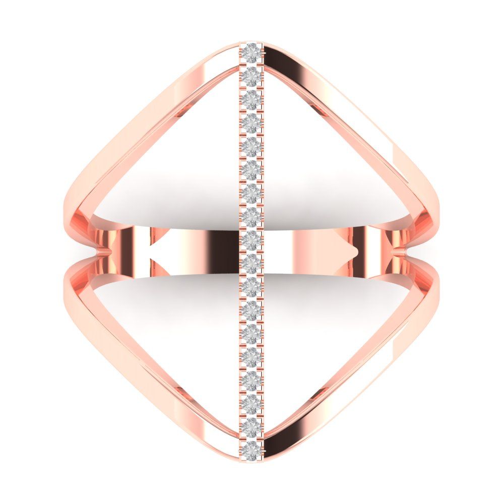 0.09 cttw Moissanite Statement Engagement Ring - Solid Rose Gold (VVS1, Round Cut,1.0mm)